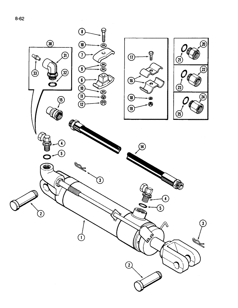 Схема запчастей Case IH 3394 - (8-62) - REMOTE HYDRAULIC CYLINDER ATTACHING PARTS (08) - HYDRAULICS