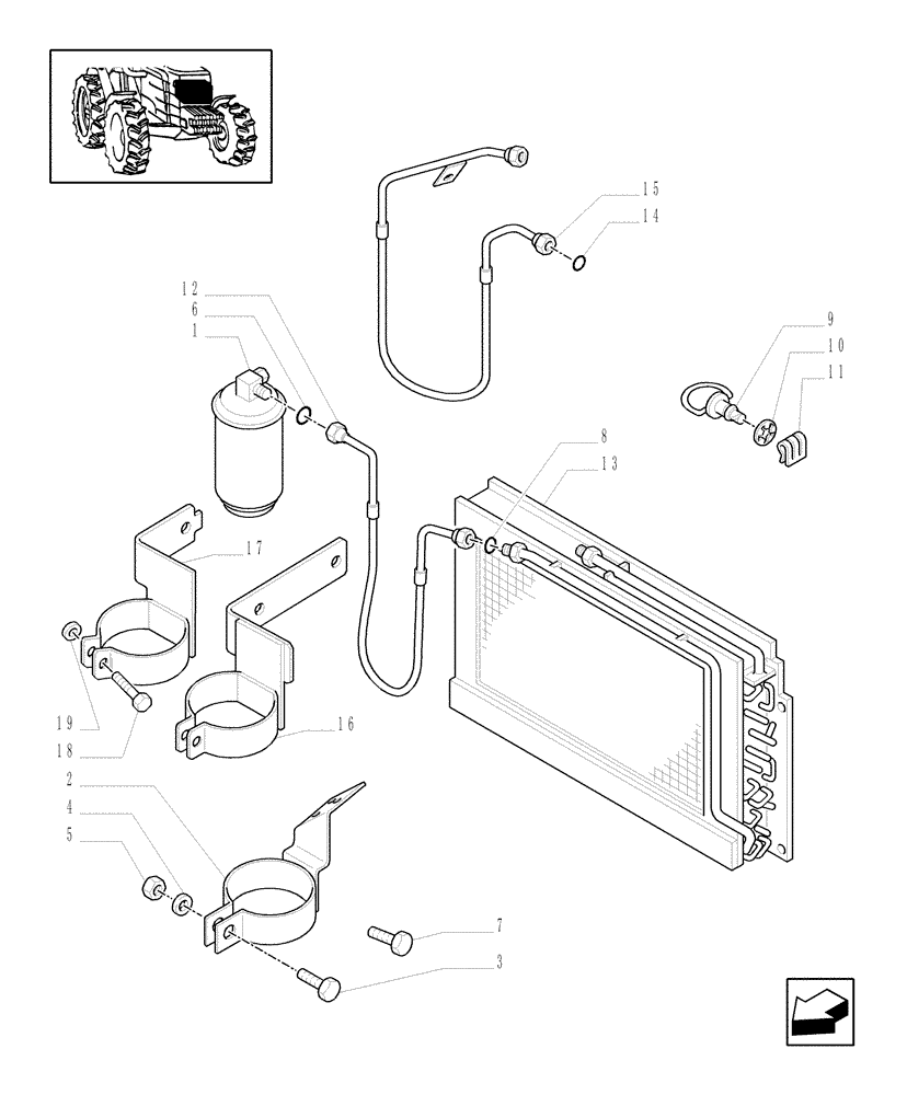 Схема запчастей Case IH MXM155 - (1.17.0/87) - CONDENSER AND DEHYDRATING FILTER FOR AIR CONDITIONING (02) - ENGINE EQUIPMENT