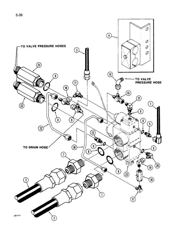 Схема запчастей Case IH 1640 - (5-36) - 1315503C1 HYDRAULIC SYSTEM, POWER GUIDE AXLE, PRIOR TO P.I.N. JJC0034001 (04) - STEERING