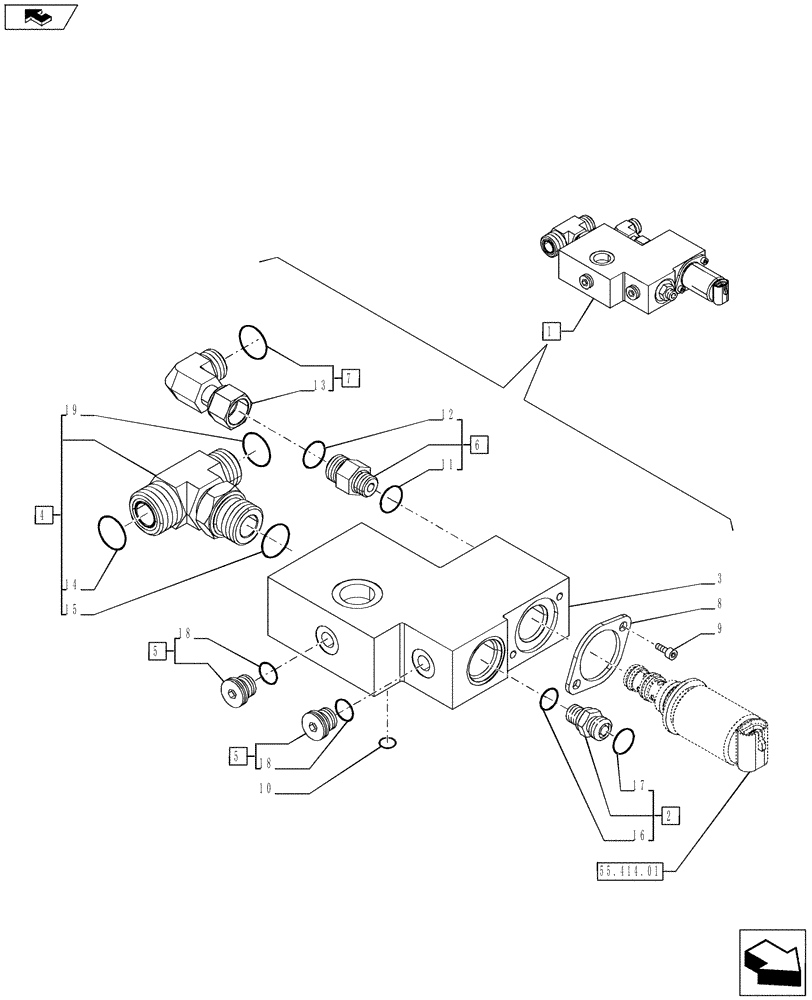 Схема запчастей Case IH PUMA 230 - (21.105.01[02]) - TRANSMISSION LUBRICATION SYSTEM - MANIFOLD - BREAKDOWN (VAR.743042-743142) (21) - TRANSMISSION