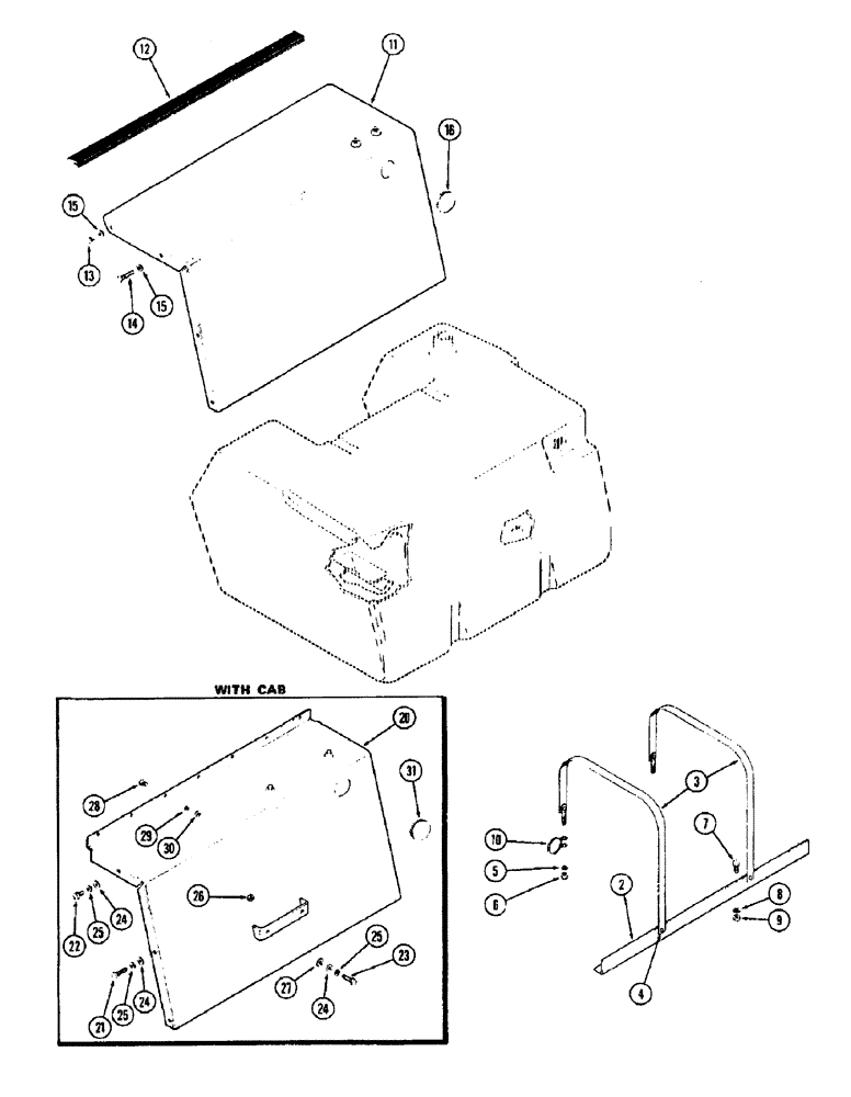 Схема запчастей Case IH 1370 - (044) - FUEL TANK SUPPORTS AND COVERS, 504BDT, DIESEL ENGINE, FIRST USED TRACTOR S/N 8715153 (03) - FUEL SYSTEM