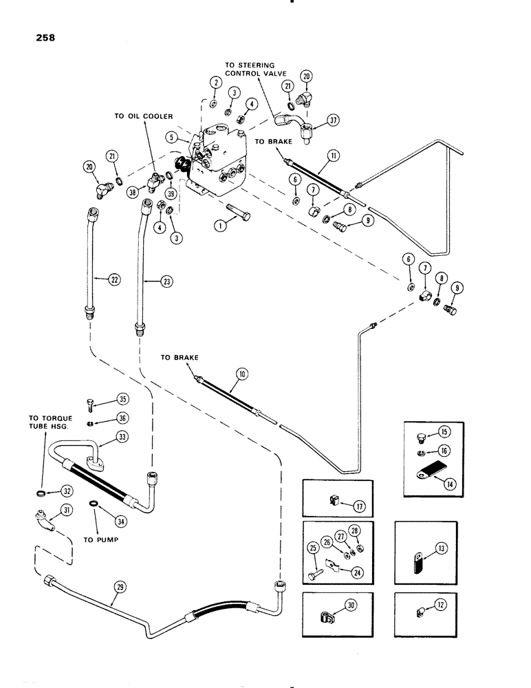 Схема запчастей Case IH 1270 - (258) - POWER ASSIST BRAKE VALVE AND CIRCUITRY (07) - BRAKES