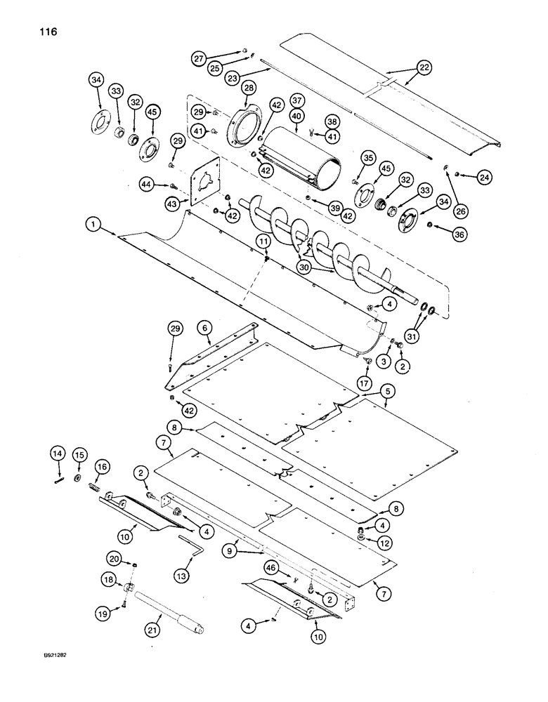 Схема запчастей Case IH 1680 - (116) - TAILINGS AUGER TROUGH, EXTENDED LENGTH CLEANING SYSTEM (66) - THRESHING