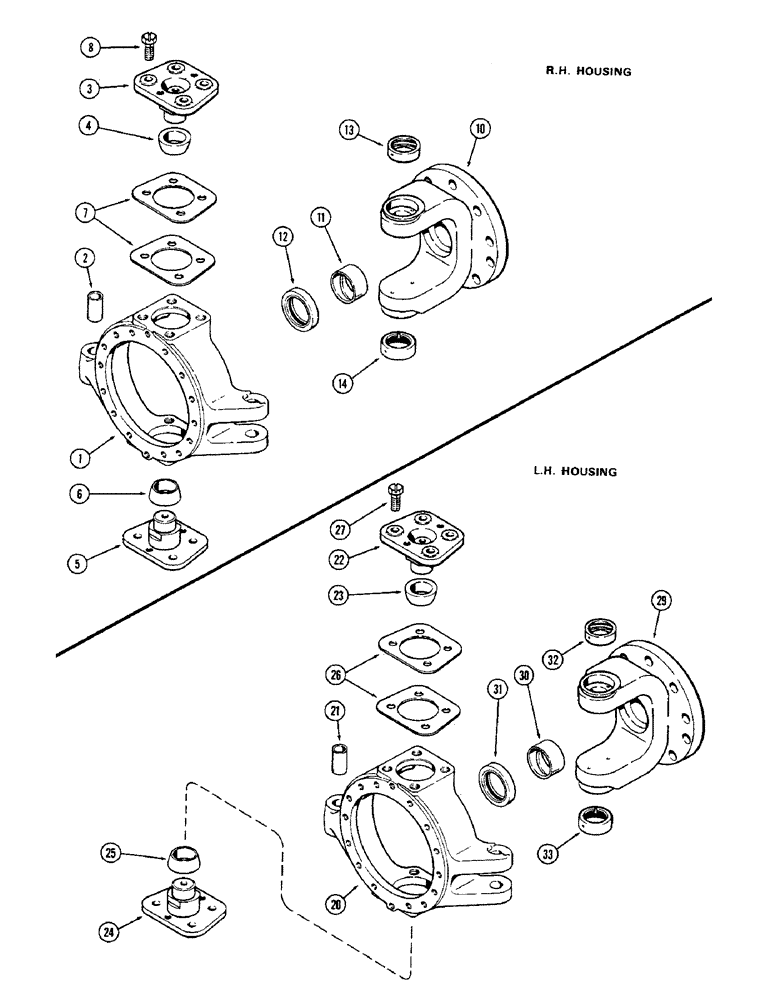 Схема запчастей Case IH 2470 - (103A) - FRONT AXLE TRUNNION AND SPINDLE HOUSING, TO REPAIR RIGHT HAND HOUSING (05) - STEERING