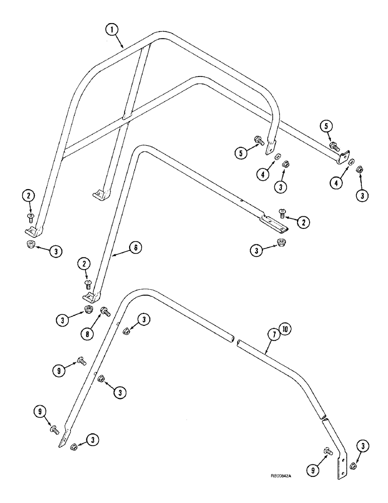 Схема запчастей Case IH 1680 - (9H-14) - SERVICE DECK HAND RAILS (12) - CHASSIS