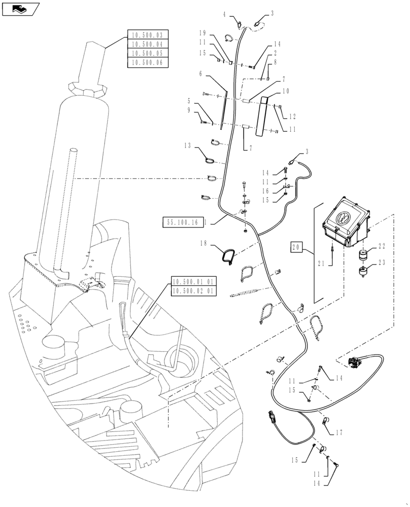 Схема запчастей Case IH QUADTRAC 600 - (10.500.07) - SCR WIRING AND DENOX2 MODULE (10) - ENGINE