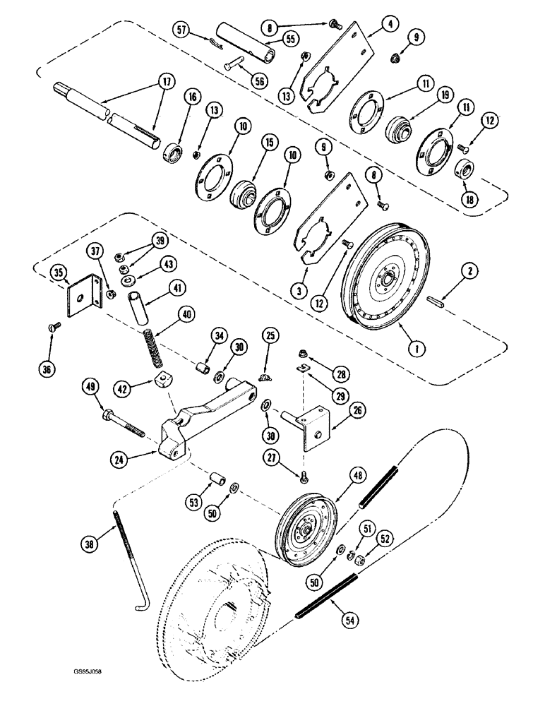 Схема запчастей Case IH 1682 - (9-062) - FEEDER JACKSHAFT DRIVE (09) - CHASSIS ATTACHMENTS