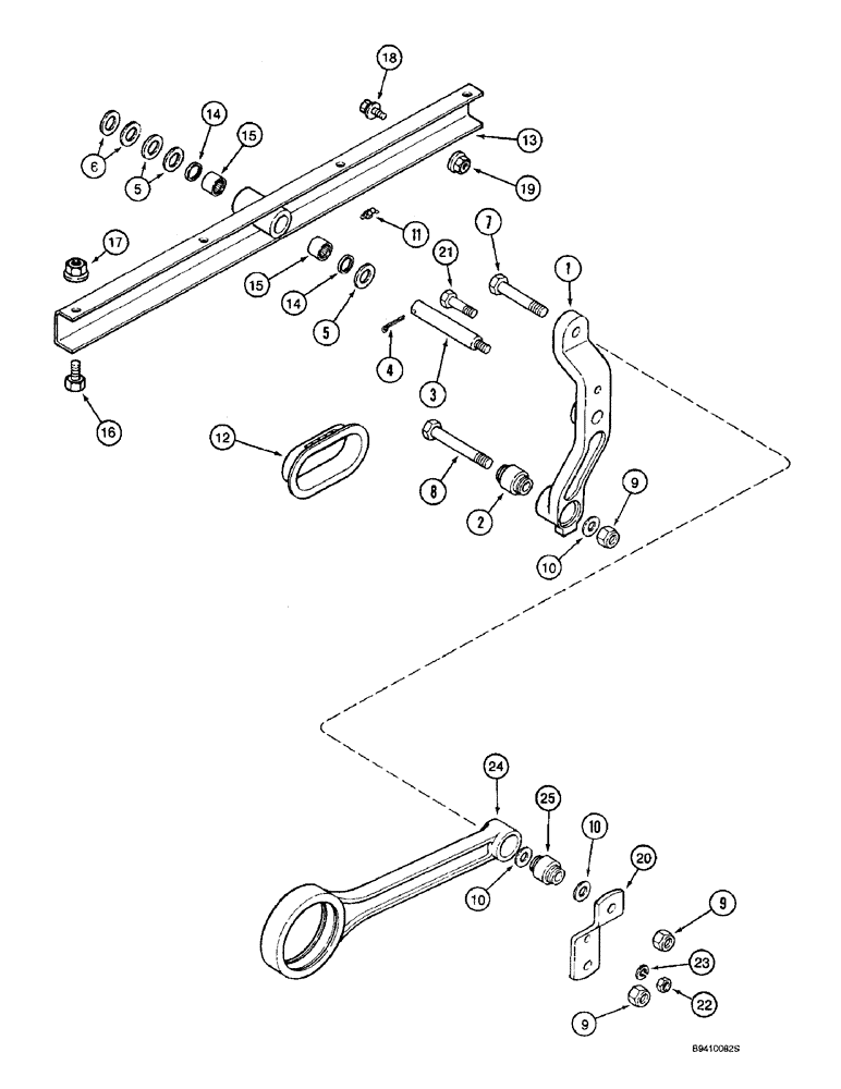 Схема запчастей Case IH 2166 - (9B-36) - CHAFFER DRIVE HANGER LEVER AND SUPPORT (14) - ROTOR, CONCANVES & SIEVE