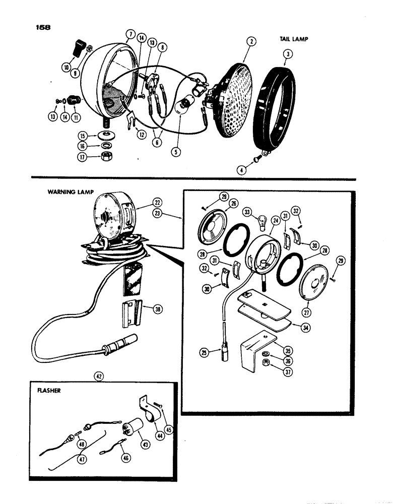 Схема запчастей Case IH 530 - (158) - COMBINATION FLOOD AND TAIL LAMP, WARNING LAMP ATTACHMENT, FLASHER ATTACHMENT, PRIOR S/N 8262800 (04) - ELECTRICAL SYSTEMS