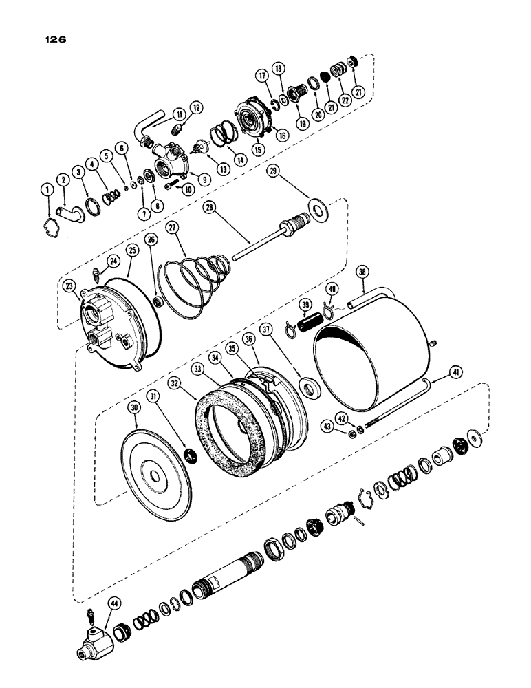 Схема запчастей Case IH 1200 - (126) - HYDROVAC CYLINDER (07) - BRAKES