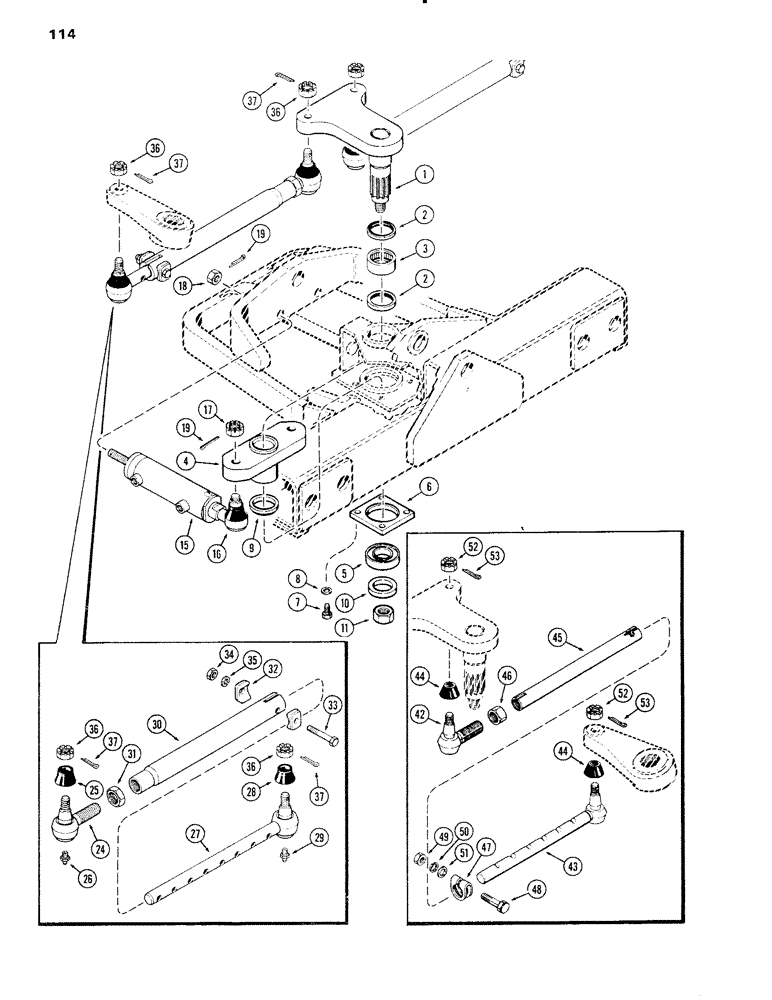 Схема запчастей Case IH 1090 - (114) - CENTER STEERING ARMS AND CYLINDERS (05) - STEERING