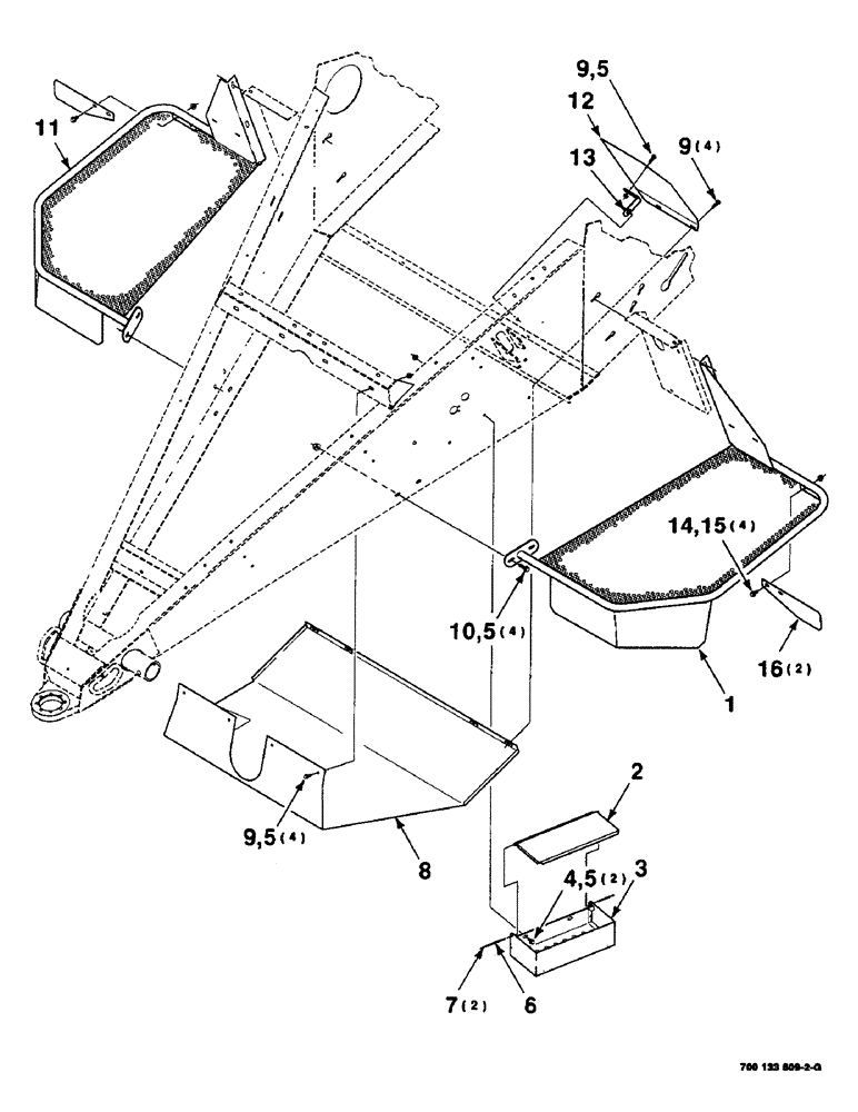 Схема запчастей Case IH 8590 - (7-28) - TOOL BOX AND SHIELD ASSEMBLIES, FRONT (12) - MAIN FRAME