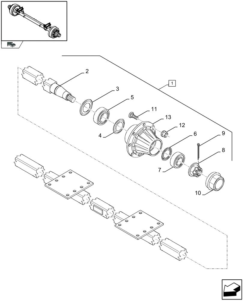 Схема запчастей Case IH LBX322S - (05.01[01]) - SINGLE AXLE WITHOUT BRAKES (05) - AXLE