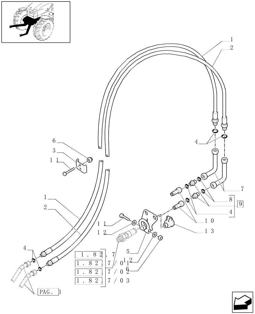 Схема запчастей Case IH MAXXUM 130 - (1.81.9/08[03]) - 4 HYDRAULIC FRONT COUPLERS FOR INTEGRATED FRONT HPL (VAR.331172) (07) - HYDRAULIC SYSTEM