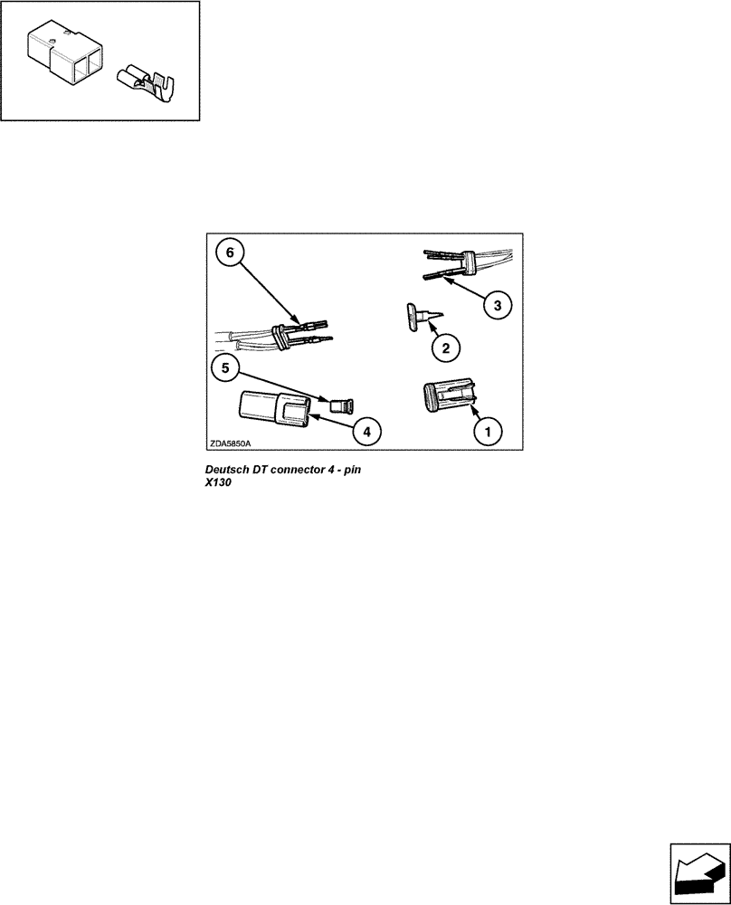 Схема запчастей Case IH LBX431R - (06.58[01]) - CONNECTORS, 4 PIN: X130 (06) - ELECTRICAL SYSTEMS