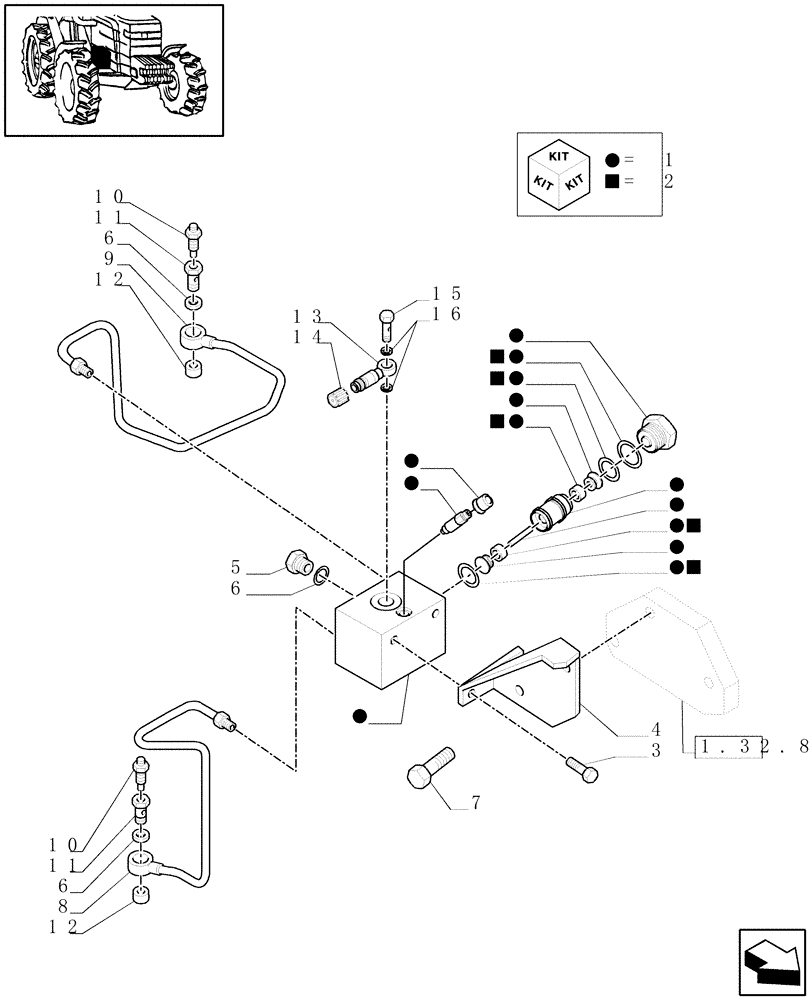 Схема запчастей Case IH PUMA 180 - (1.82.7/12) - (VAR.396) TRAILER BRAKE LOGIC VALVE FOR CLOSED CENTRE LOAD SENSING (07) - HYDRAULIC SYSTEM