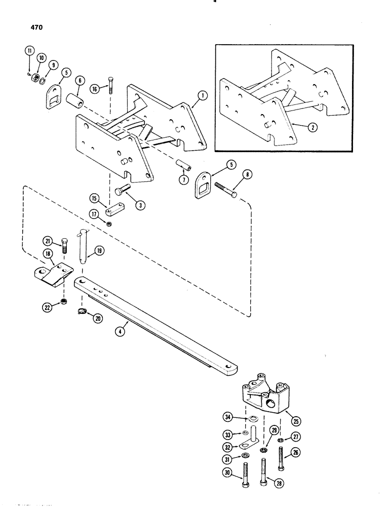 Схема запчастей Case IH 1070 - (0470) - DRAWBAR, WITH HITCH, USED PRIOR TRACTOR SERIAL NUMBER 8693001 (09) - CHASSIS/ATTACHMENTS