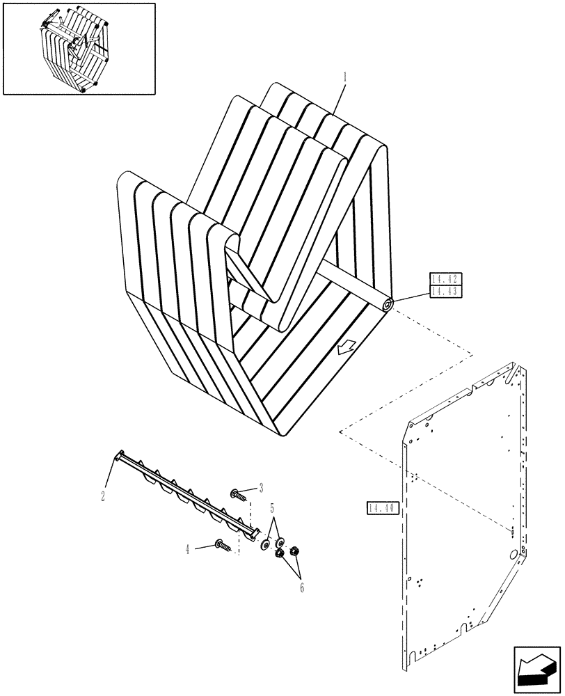 Схема запчастей Case IH RB454 - (14.09) - ENDLESS CHEVRON BELT (14) - BALE CHAMBER