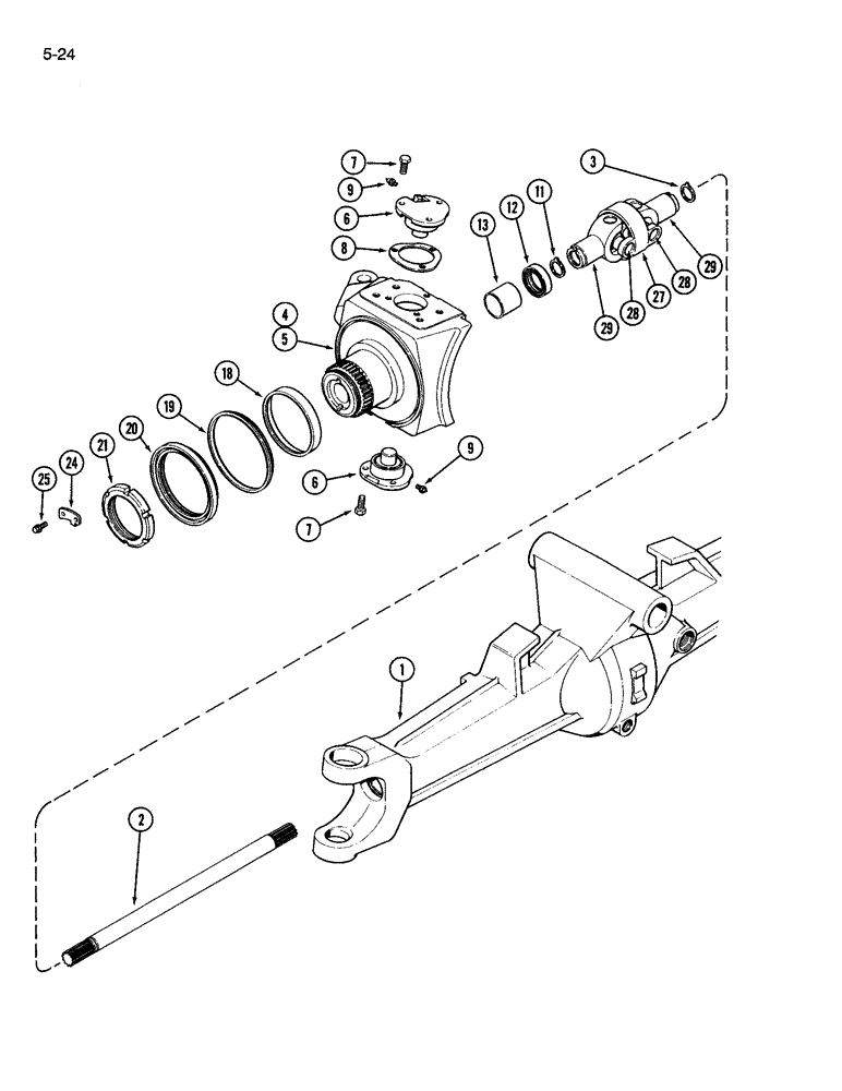 Схема запчастей Case IH 3594 - (5-024) - FRONT AXLE STEERING KNUCKLE AND SHAFT (05) - STEERING