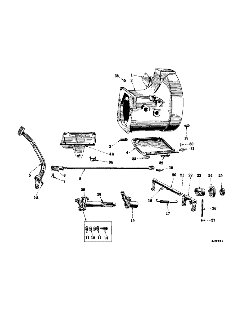 Схема запчастей Case IH SUPER M - (243) - CHASSIS, CLUTCH CONNECTIONS, FOR TRACTORS F-501 TO F-52627 AND L-500001 TO L-512541 (12) - CHASSIS