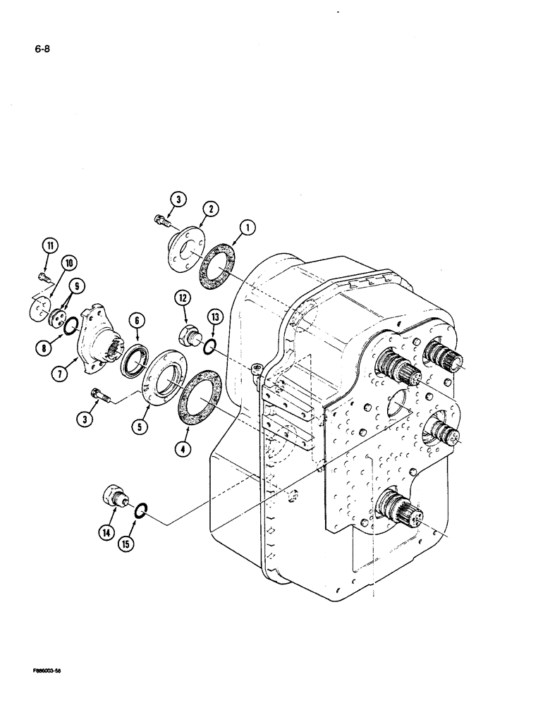 Схема запчастей Case IH 9270 - (6-008) - POWER SHIFT TRANSMISSION ASSEMBLY REAR COVERS & YOKE (06) - POWER TRAIN