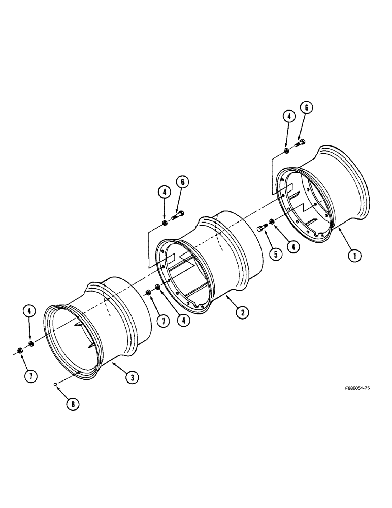 Схема запчастей Case IH STEIGER - (6-88) - WHEELS, HUB BOLTED TRIPLES, K598.60/70 AXLE (06) - POWER TRAIN