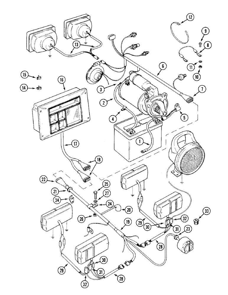 Схема запчастей Case IH 1394 - (4-048) - ELECTRICAL WIRING, TRACTORS WITHOUT CAB (04) - ELECTRICAL SYSTEMS