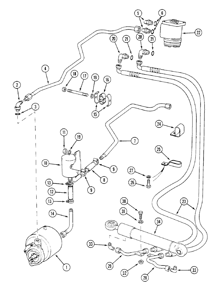 Схема запчастей Case IH 1294 - (5-092) - HYDROSTATIC POWER STEERING, MFD TRACTORS WITHOUT CAB (05) - STEERING