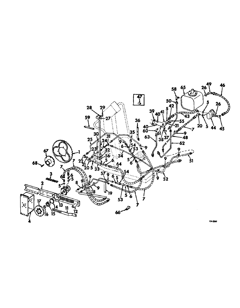 Схема запчастей Case IH 503 - (227) - HYDRAULIC REEL DRIVE CHAIN REDUCTION, DIAGRAM, WITH HYDROSTATIC GROUND DRIVE (35) - HYDRAULIC SYSTEMS