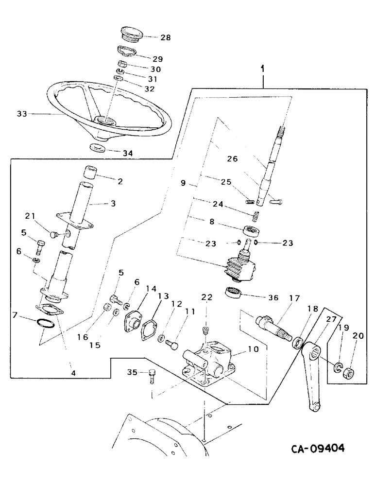 Схема запчастей Case IH 254 - (05-05) - STEERING, STEERING GEAR, STEERING WHEEL, PITMAN ARM & CONNECTIONS, 244 AND 254 WITH MANUAL STEERING (04) - STEERING