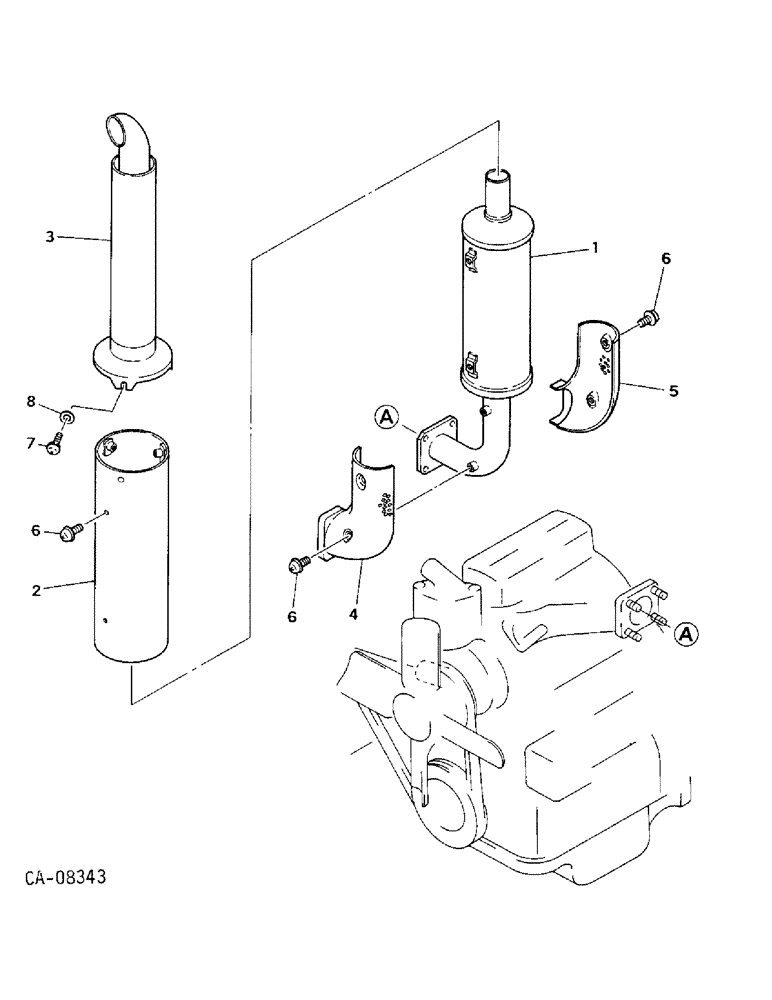 Схема запчастей Case IH 244 - (12-04) - POWER, EXHAUST SYSTEM, VERTICAL Power