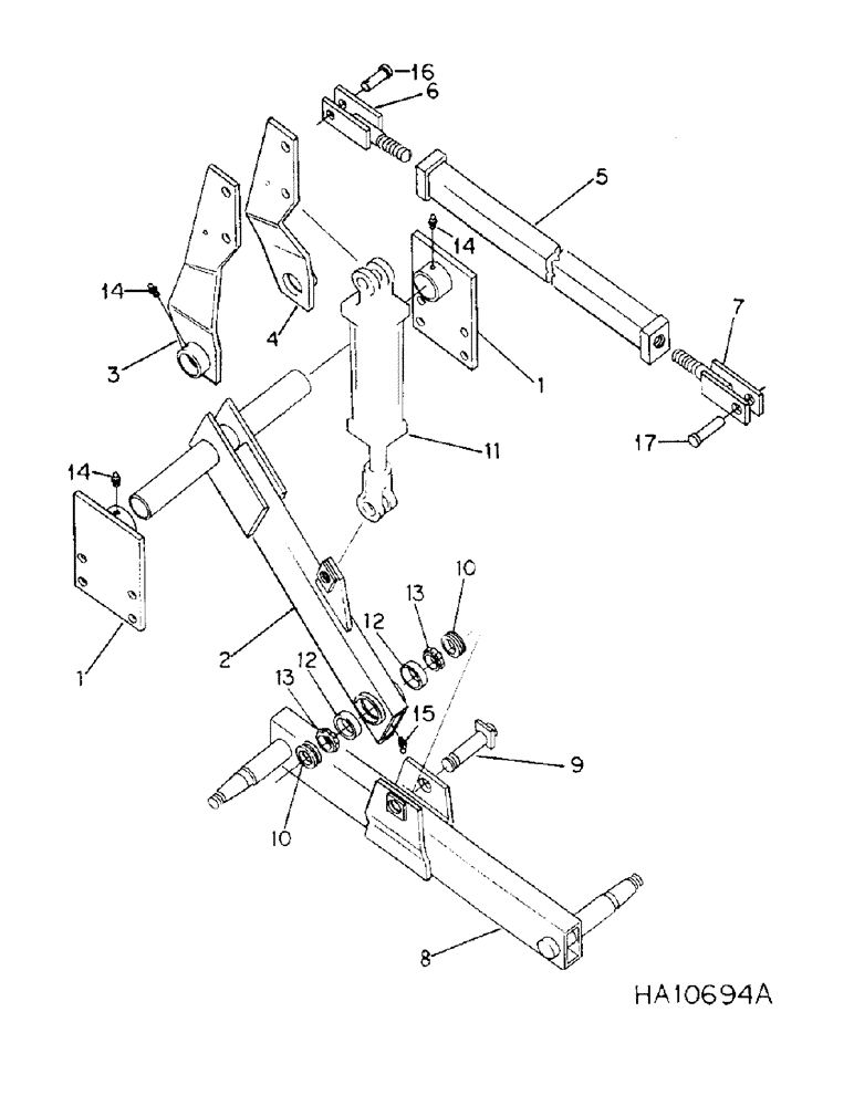 Схема запчастей Case IH 4700 - (A-12) - WING FRAME ROCKSHAFT WITH AXLE AND DEPTH CONTROL, MACHINES W/AXLE PIVOT THRU ROCKSHAFT TUBE 