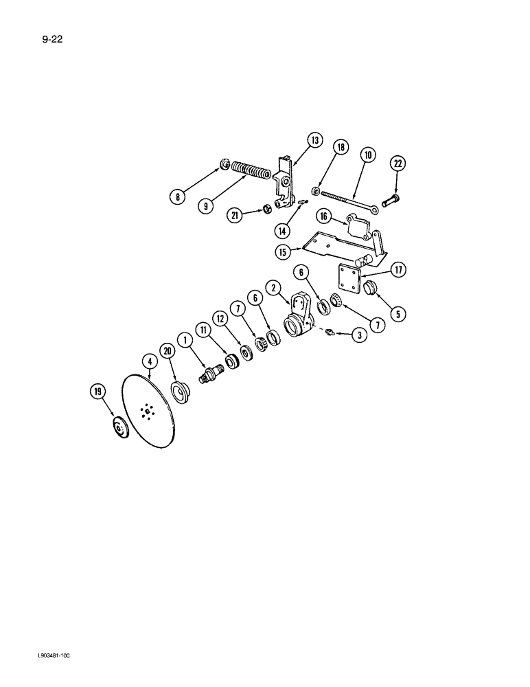 Схема запчастей Case IH 735 - (9-22) - ROLLING COLTER, HIGH LIFT SPRING CUSHION TYPE WITH BENT STANDARD 