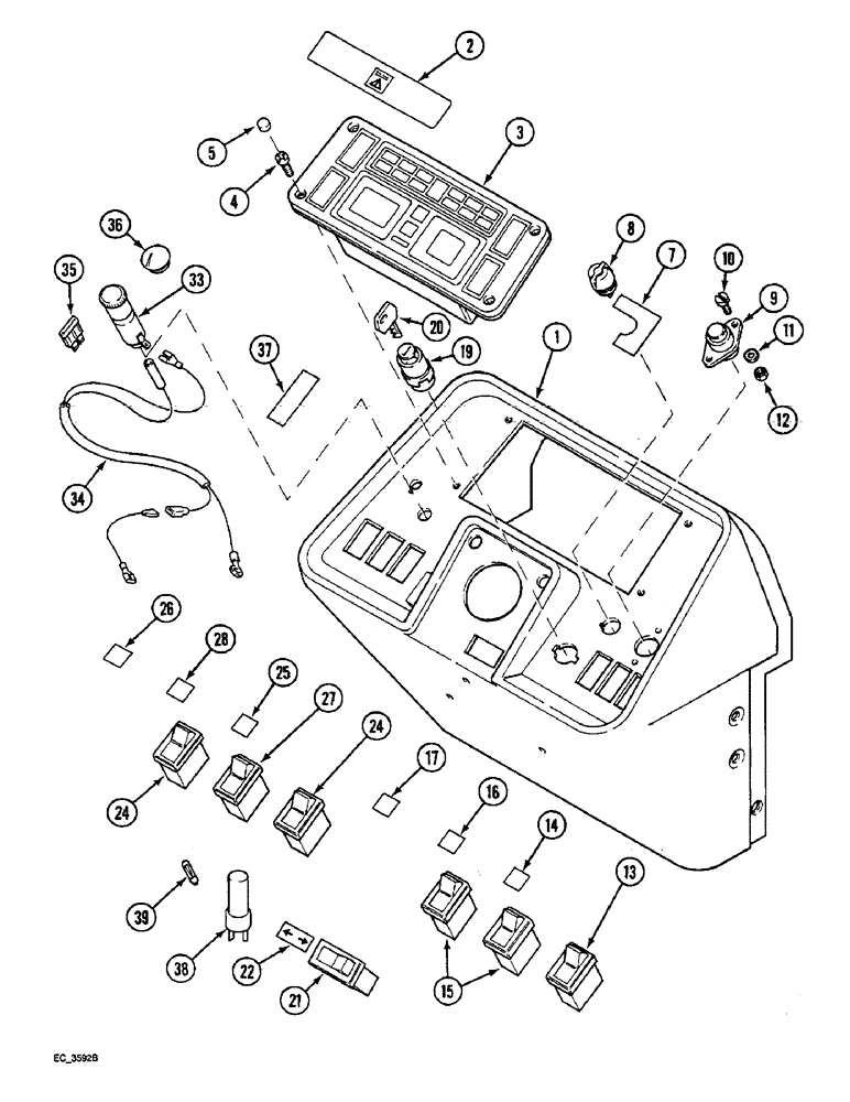 Схема запчастей Case IH 4240 - (4-28) - INSTRUMENTS AND SWITCHES, TRACTOR WITH CAB (04) - ELECTRICAL SYSTEMS