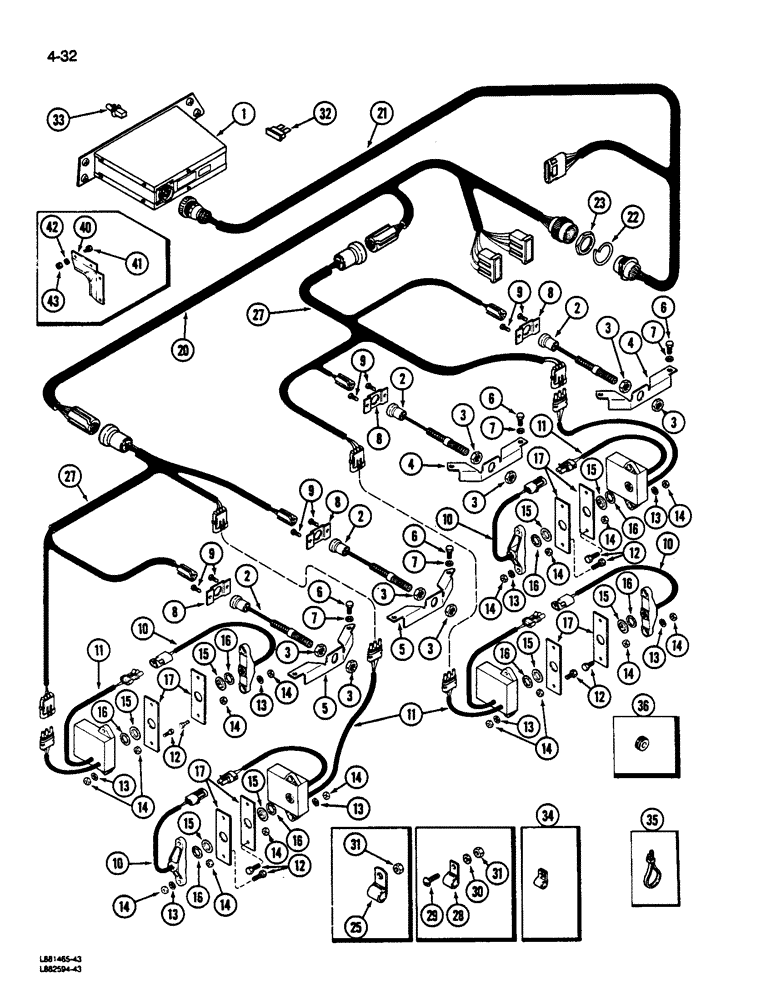 Схема запчастей Case IH 1822 - (4-32) - SYSTEM MONITOR, 1822 COTTON PICKER (06) - ELECTRICAL SYSTEMS