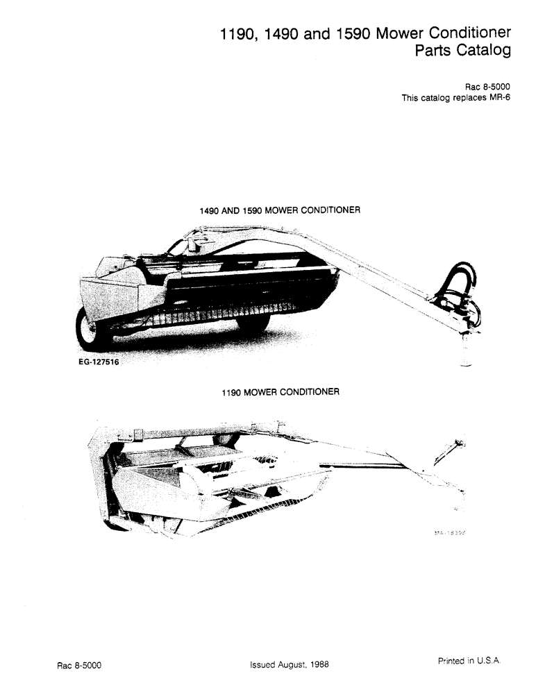 Схема запчастей Case IH 1490 - (1-3) - 1190, 1490 & 1590 MOWER CONDITIONER, PARTS CATALOG (00) - PICTORIAL INDEX