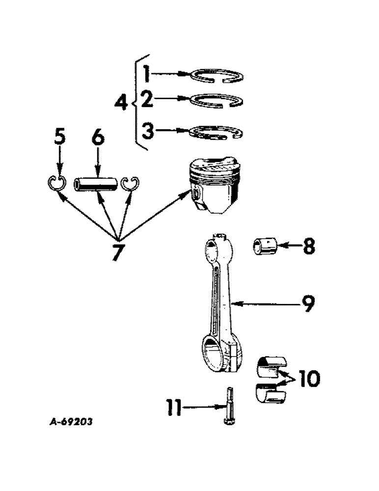 Схема запчастей Case IH 2424 - (015) - CARBURETED ENGINE, CONNECTING RODS AND PISTONS (01) - ENGINE