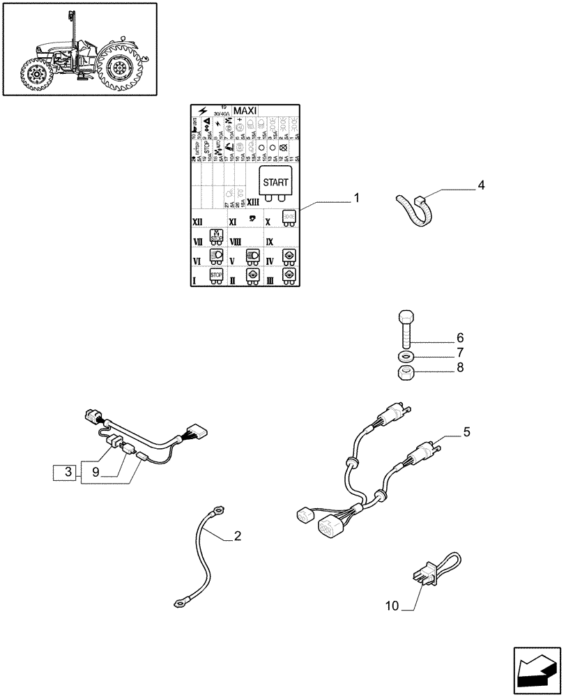 Схема запчастей Case IH JX1085C - (1.75.4/04) - (VAR.007) NA PACKAGE - CABLES - L/CAB (06) - ELECTRICAL SYSTEMS