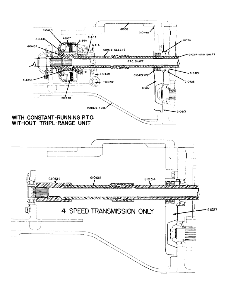 Схема запчастей Case IH 300-SERIES - (099) - WITH CONSTANT RUNNING P.T.O., WITHOUT TRIPLE RANGE UNIT, 4 SPEED TRANSMISSION (06) - POWER TRAIN