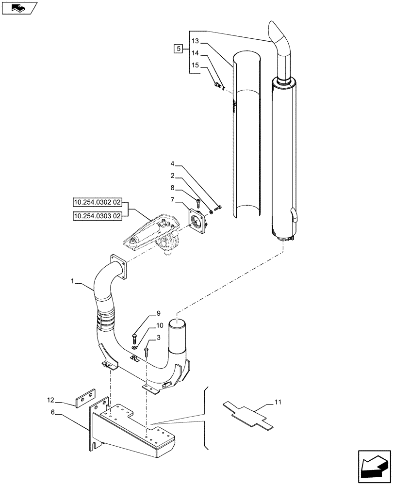 Схема запчастей Case IH PUMA 170 - (10.254.04[01]) - EXHAUST BRAKE - EXHAUST SYSTEM AND SUPPORT (VAR.743040) (10) - ENGINE