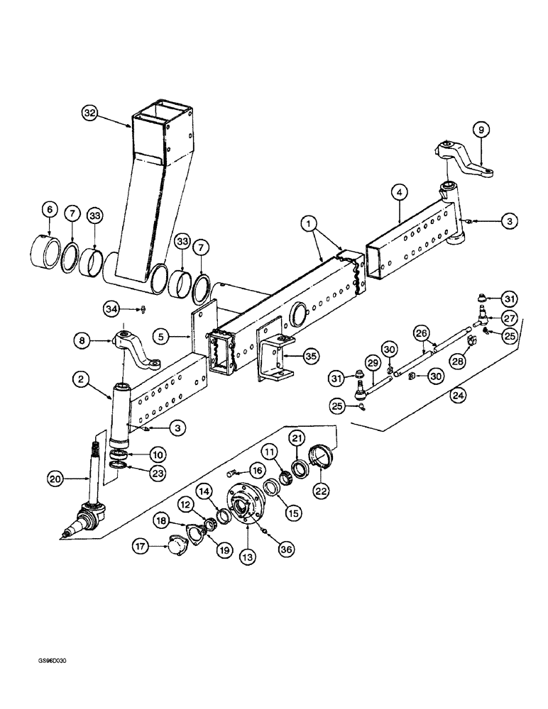 Схема запчастей Case IH 1400 - (5-14) - STEERING AXLE - ADJUSTABLE, SERIAL NUMBER 764 AND ABOVE (04) - STEERING