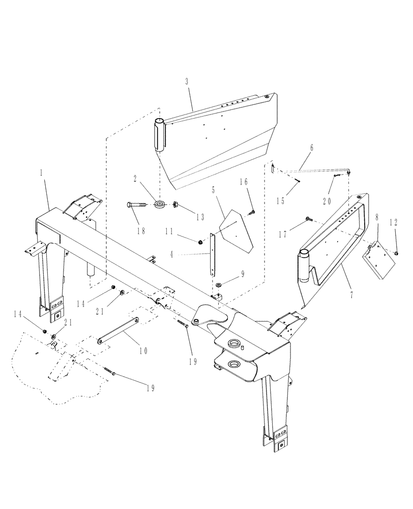 Схема запчастей Case IH DCX91 - (12.04[01.1]) - TRAIL FRAME, CENTER (12) - MAIN FRAME