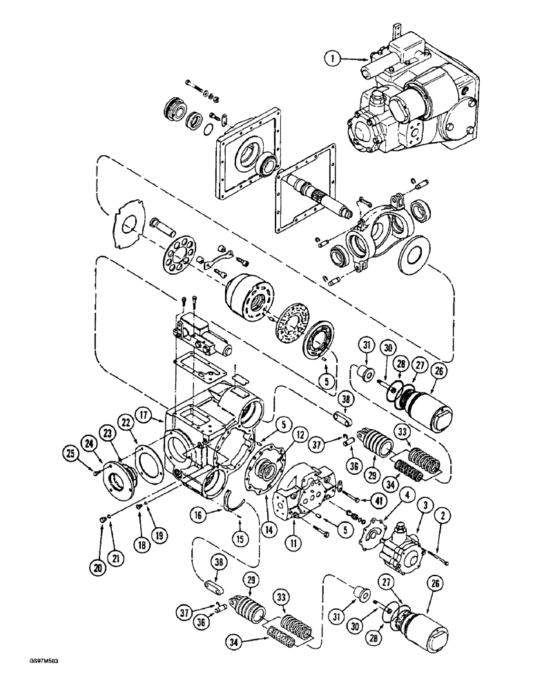 Схема запчастей Case IH 1660 - (6-24) - HYDROSTATIC PUMP, CORN AND GRAIN COMBINE, P.I.N. JJC0041567 AND AFTER (03) - POWER TRAIN