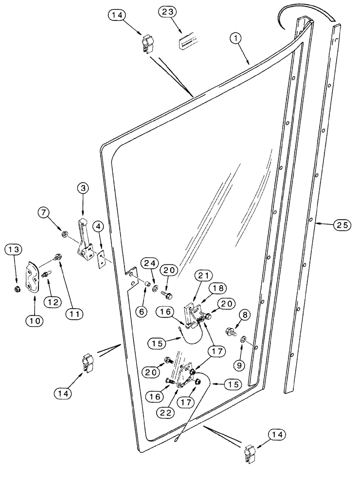 Схема запчастей Case IH 420 - (09E-03) - CAB - DOOR ASSY, RIGHT HAND (10) - CAB & AIR CONDITIONING