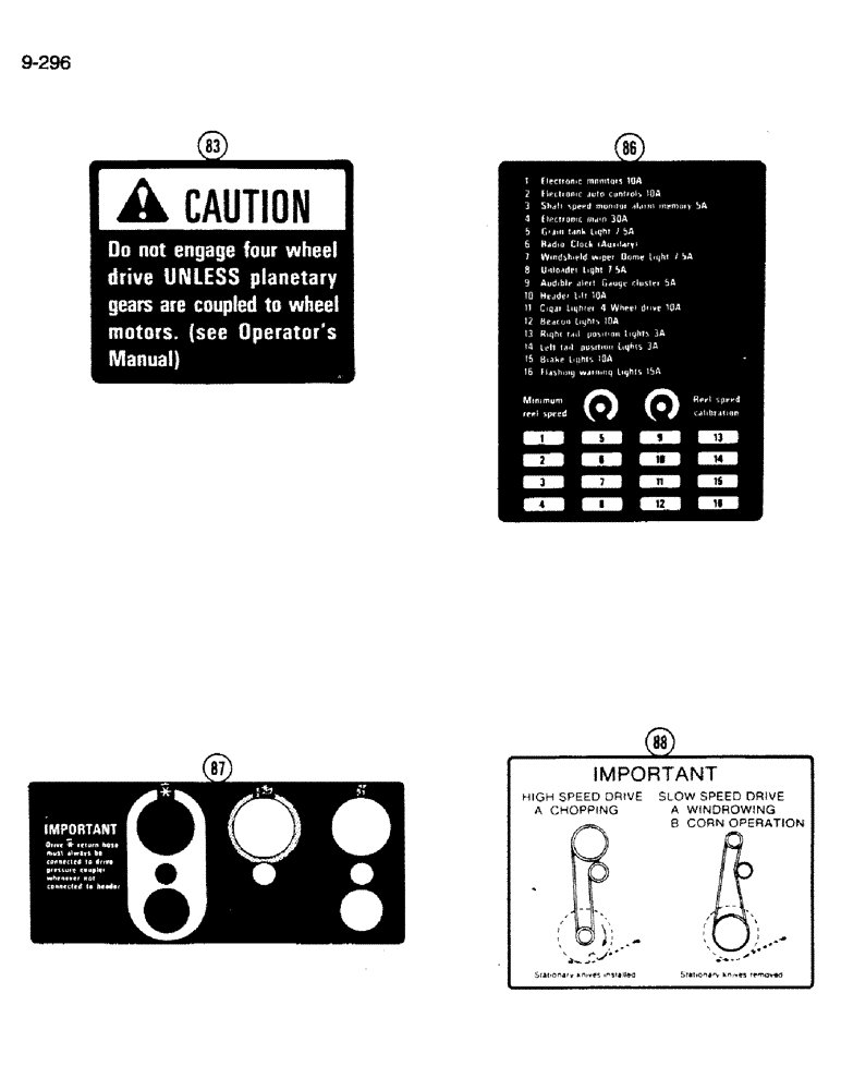 Схема запчастей Case IH 1620 - (9-296) - DECALS, NOT NORTH AMERICA (CONTD) (12) - CHASSIS