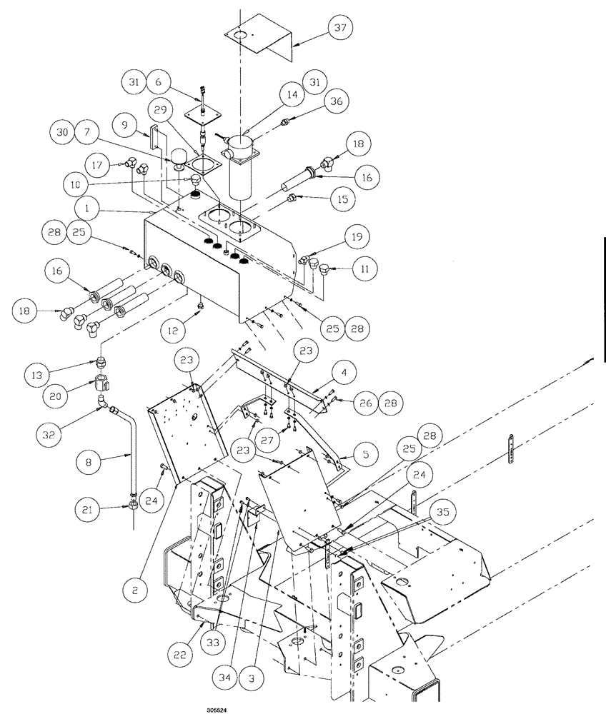 Схема запчастей Case IH SPX4260 - (178) - OIL TANK ASSEMBLY (35) - HYDRAULIC SYSTEMS