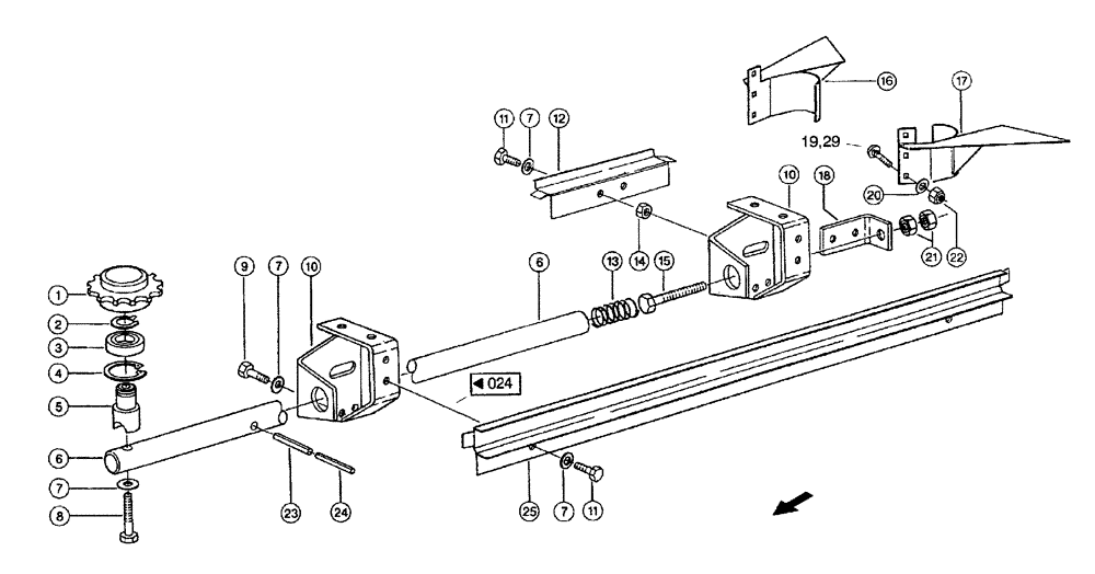 Схема запчастей Case IH 683 - (0026) - CHAIN GUIDE, OUTER, RIGHT (58) - ATTACHMENTS/HEADERS