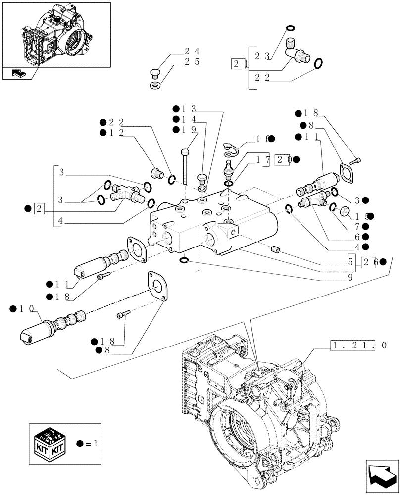 Схема запчастей Case IH PUMA 195 - (1.80.7[03]) - PTO, CLUTCH - VALVE (07) - HYDRAULIC SYSTEM