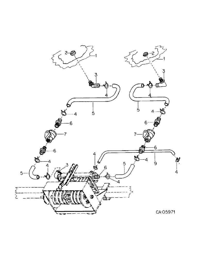 Схема запчастей Case IH 400 - (YB-23) - LIQUID FERTILIZER TANK HOSES AND FITTINGS, 4 ROW 