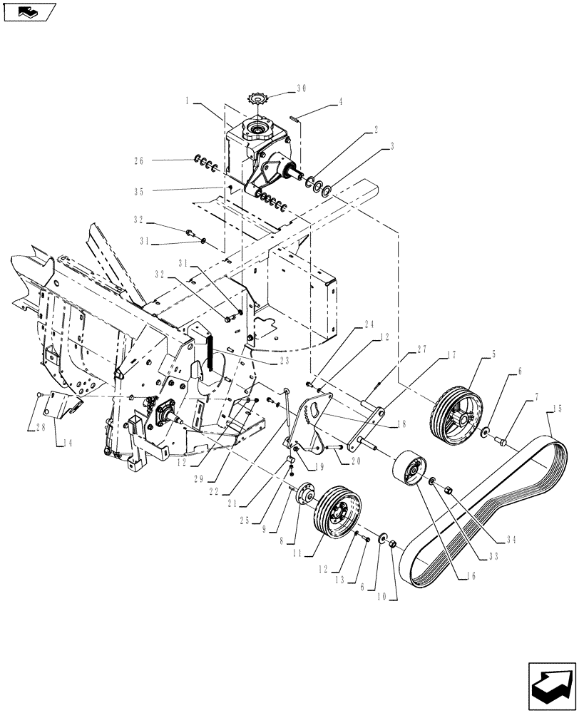 Схема запчастей Case IH RD163 - (58.100.05) - BELT DRIVE (58) - ATTACHMENTS/HEADERS